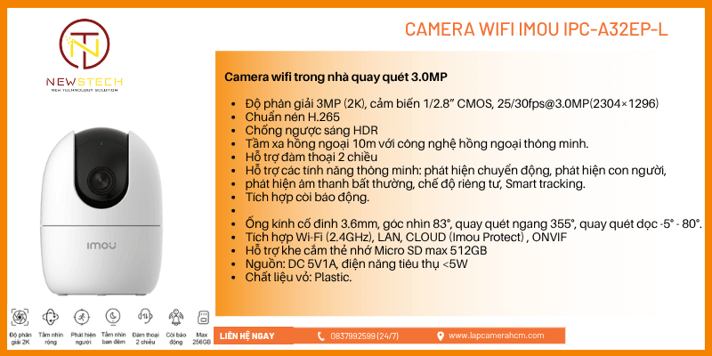 Camera WiFi Imou A32 tại Đức Hòa Camera WiFi Imou A32 tại Đức Hòa